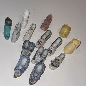 Vintage Collectible Miniature Shoes - Lot of 13 Porcelain Shoes